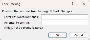 Lock tracking password prompt in Word